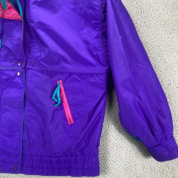 Cabin Creek Jacket Womens Large Purple Nylon Retro Colorblock 90s NO Liner - Picture 2 of 16